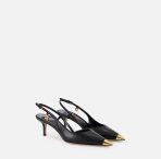 Slingback in nappa con puntalino in metallo