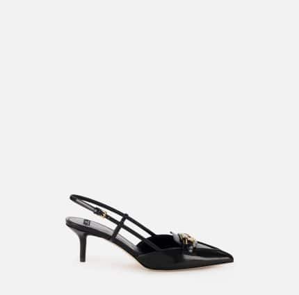 Slingback in pelle con morsetto