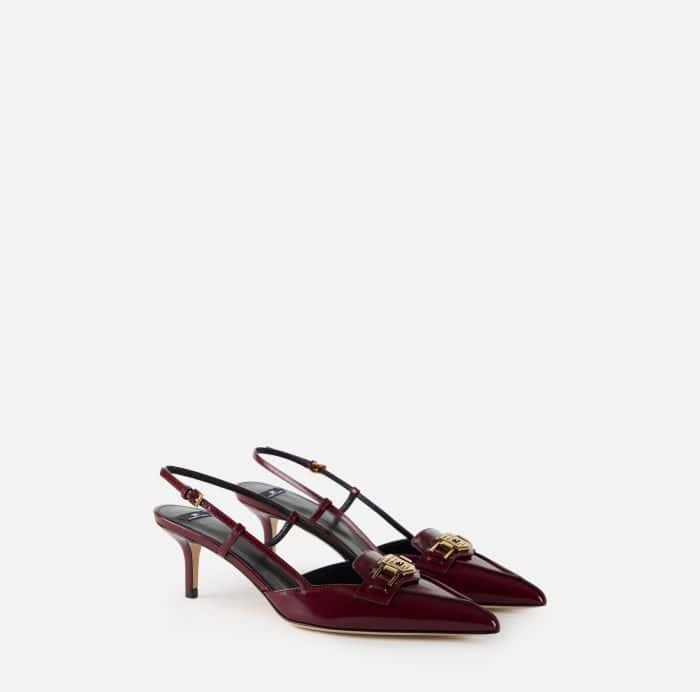 Slingback in pelle con morsetto